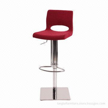 Middle Back Bar Stool, Made of PU/Fabric and Chrome Frame, with Pedal